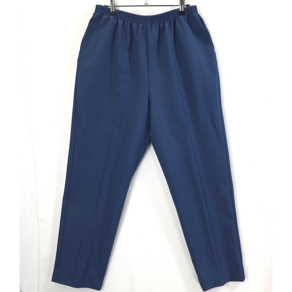 Alfred Dunner Pull On Pants Elastic Waist Navy Blue Women 12 Grandma Core Comfy